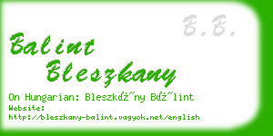 balint bleszkany business card